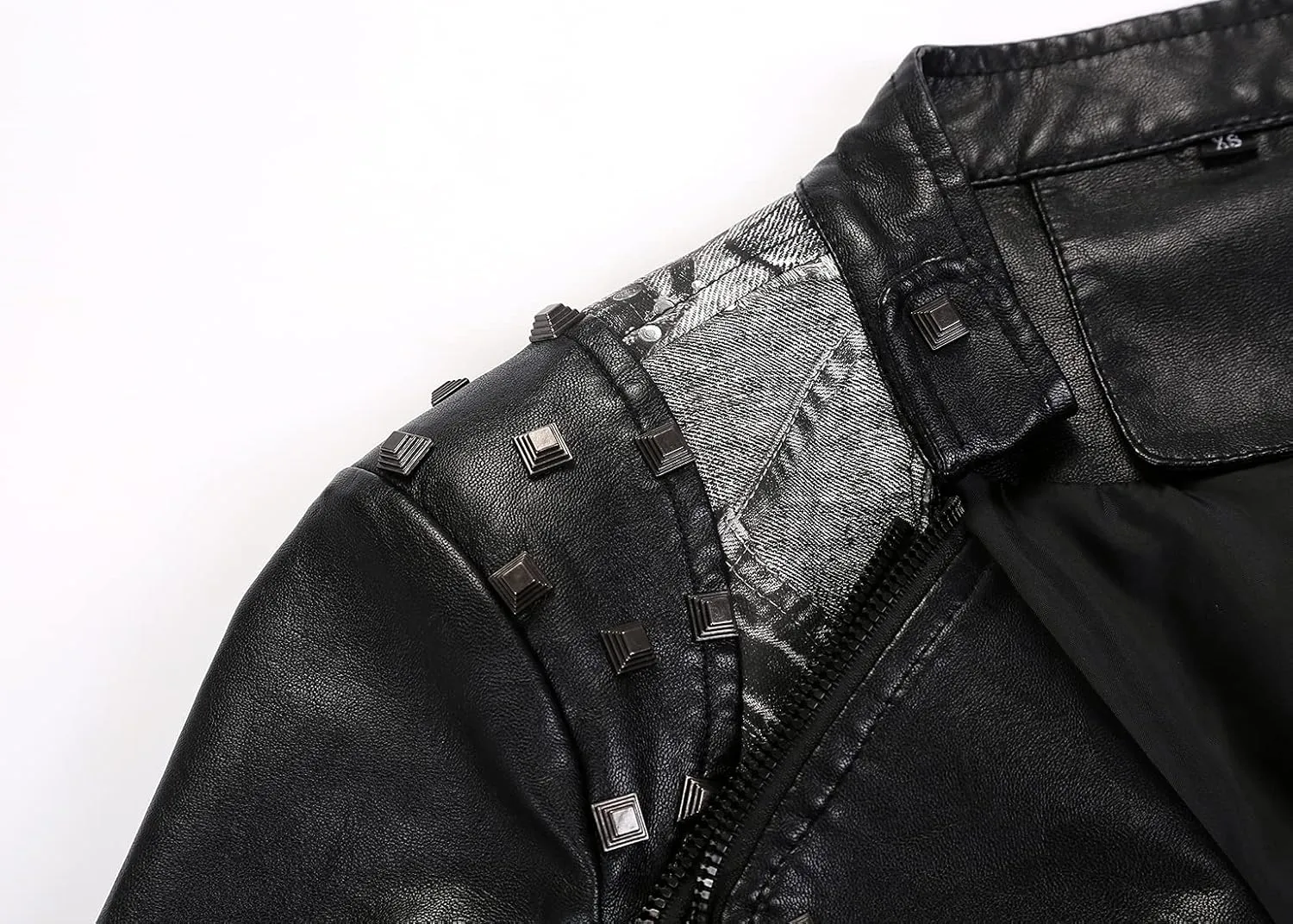 chouyatou Women's Fashion Snake Pattern Print Studded Moto Pu Leather Biker Jacket