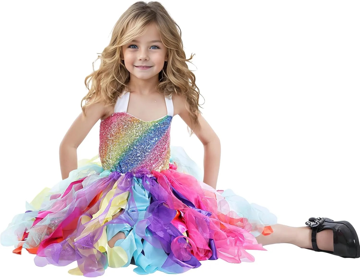 Christmas Tutu Dress for Girls Sequin Tulle Fairy Ball Dresses for Toddler Kid Little Girl Fancy Sparkly Birthday Outfit