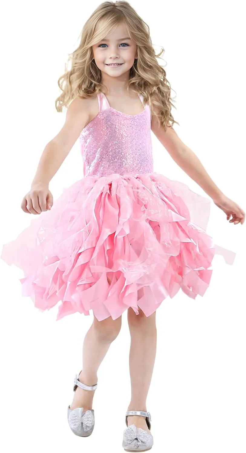 Christmas Tutu Dress for Girls Sequin Tulle Fairy Ball Dresses for Toddler Kid Little Girl Fancy Sparkly Birthday Outfit