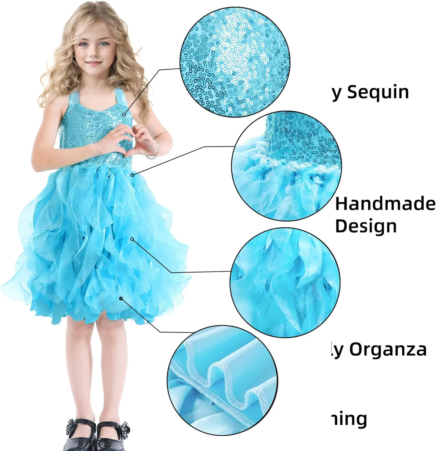 Christmas Tutu Dress for Girls Sequin Tulle Fairy Ball Dresses for Toddler Kid Little Girl Fancy Sparkly Birthday Outfit