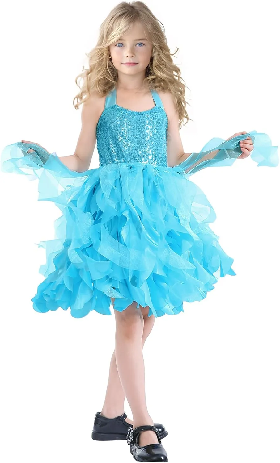 Christmas Tutu Dress for Girls Sequin Tulle Fairy Ball Dresses for Toddler Kid Little Girl Fancy Sparkly Birthday Outfit