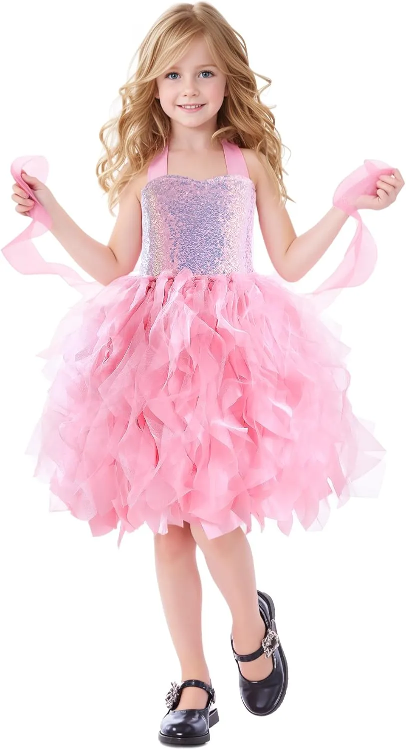 Christmas Tutu Dress for Girls Sequin Tulle Fairy Ball Dresses for Toddler Kid Little Girl Fancy Sparkly Birthday Outfit