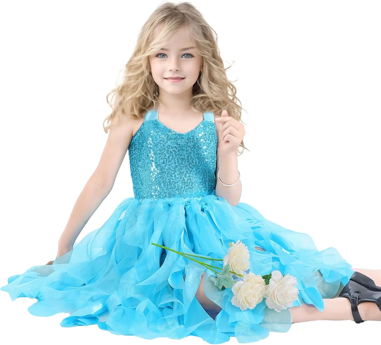 Christmas Tutu Dress for Girls Sequin Tulle Fairy Ball Dresses for Toddler Kid Little Girl Fancy Sparkly Birthday Outfit