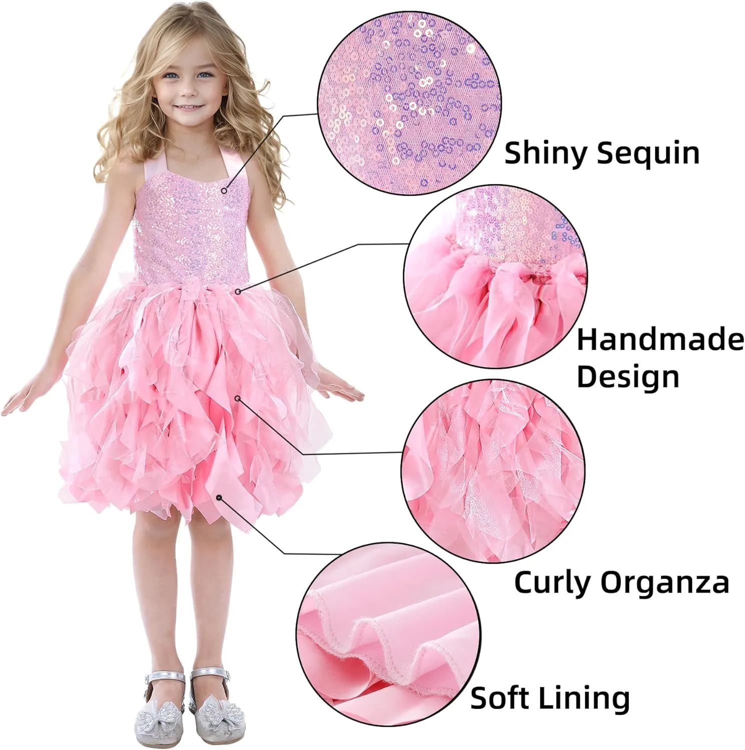 Christmas Tutu Dress for Girls Sequin Tulle Fairy Ball Dresses for Toddler Kid Little Girl Fancy Sparkly Birthday Outfit
