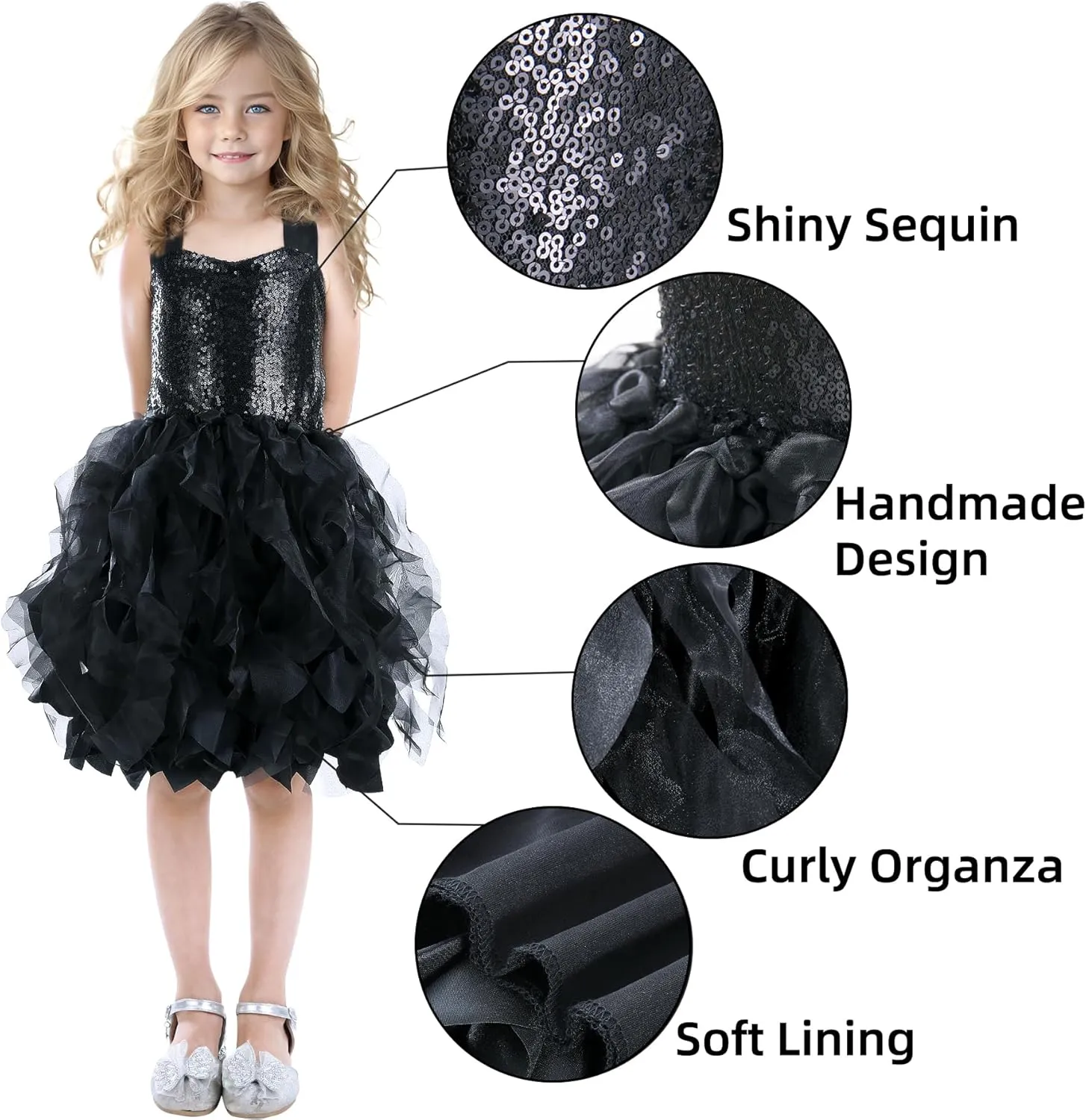 Christmas Tutu Dress for Girls Sequin Tulle Fairy Ball Dresses for Toddler Kid Little Girl Fancy Sparkly Birthday Outfit