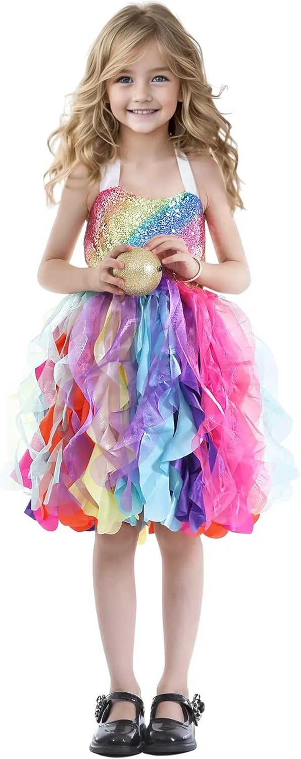 Christmas Tutu Dress for Girls Sequin Tulle Fairy Ball Dresses for Toddler Kid Little Girl Fancy Sparkly Birthday Outfit