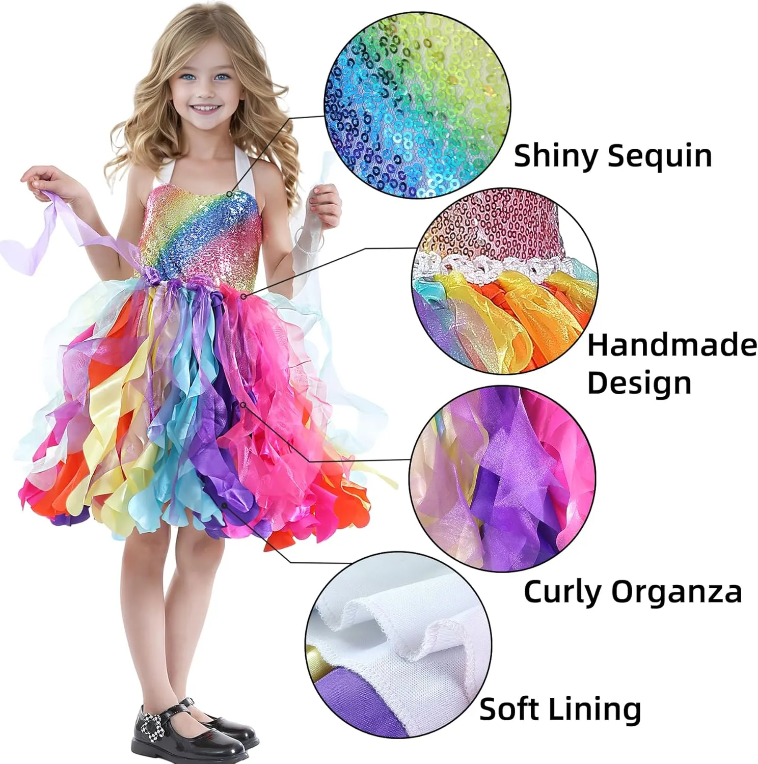 Christmas Tutu Dress for Girls Sequin Tulle Fairy Ball Dresses for Toddler Kid Little Girl Fancy Sparkly Birthday Outfit