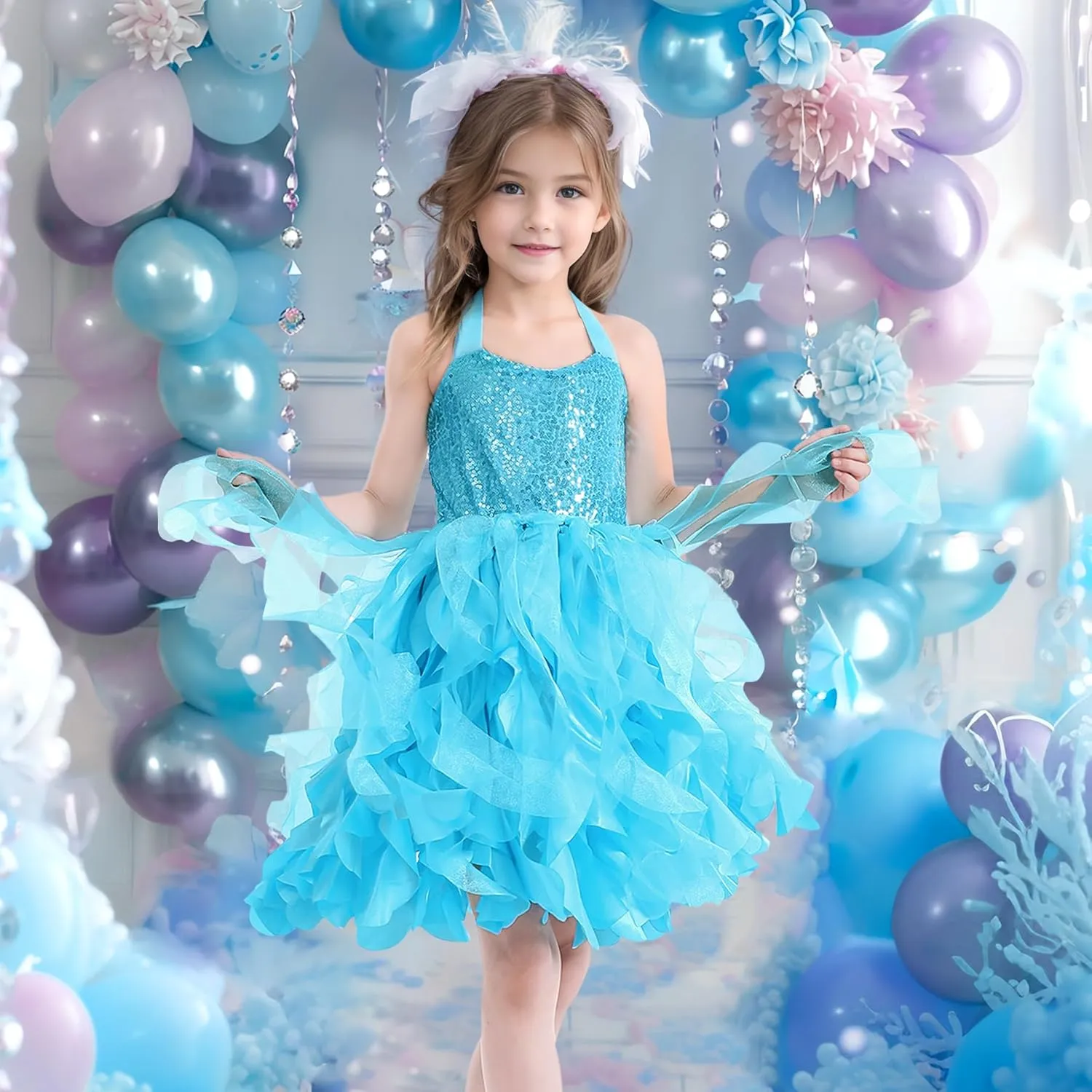 Christmas Tutu Dress for Girls Sequin Tulle Fairy Ball Dresses for Toddler Kid Little Girl Fancy Sparkly Birthday Outfit