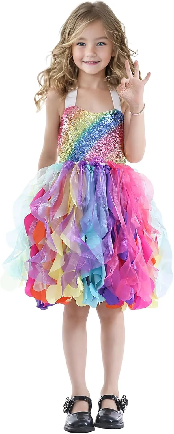 Christmas Tutu Dress for Girls Sequin Tulle Fairy Ball Dresses for Toddler Kid Little Girl Fancy Sparkly Birthday Outfit