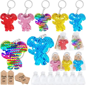 CiciBear 60 Pack Double-deck Koala Sequin Keychain Set with 20 Koala Keychains, 20 Thank You Tags and 20 Gift Bags for Animal Party Favor, Kids and Adult Birthday, Baby Shower, 5 Colors