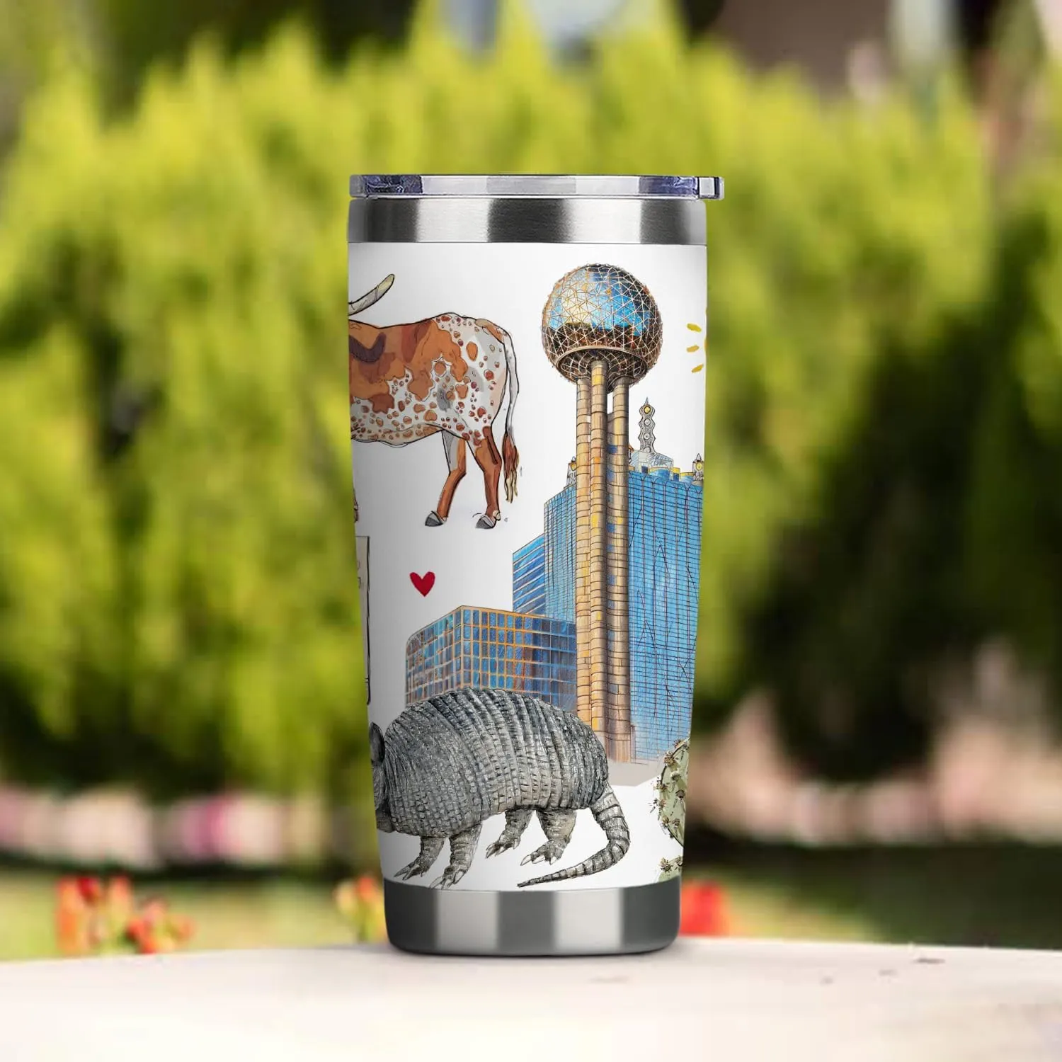 City Travel Cup for City Lover,Double Wall Vacuum Insulated Stainless Steel Tumbler 20oz (Dallas, 20 oz)
