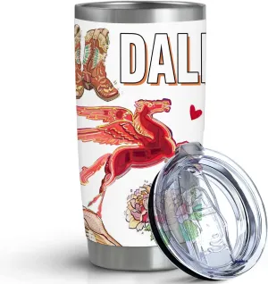 City Travel Cup for City Lover,Double Wall Vacuum Insulated Stainless Steel Tumbler 20oz (Dallas, 20 oz)