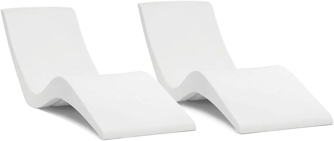 Classic White - in-Pool Chaise Lounger – Designed for Water Depths Up to 9” – Aqua Outdoors – Set of 2 – Compatible with All Pool Types - Poolside & Sun Deck Tanning