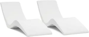 Classic White - in-Pool Chaise Lounger – Designed for Water Depths Up to 9” – Aqua Outdoors – Set of 2 – Compatible with All Pool Types - Poolside & Sun Deck Tanning