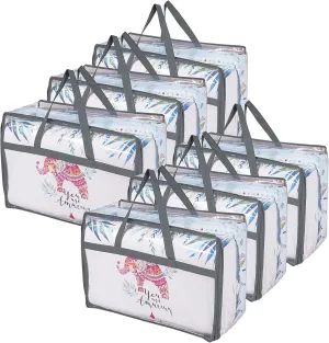 Clear Storage Bag with Dual Zippers & Handles, 75L Extra Large Capacity Vinyl Underbed Storage Organizer for Comforter, Blanket, Bedding, Clothes, Duvet, Sheet, Toys, 6 Pack, Grey