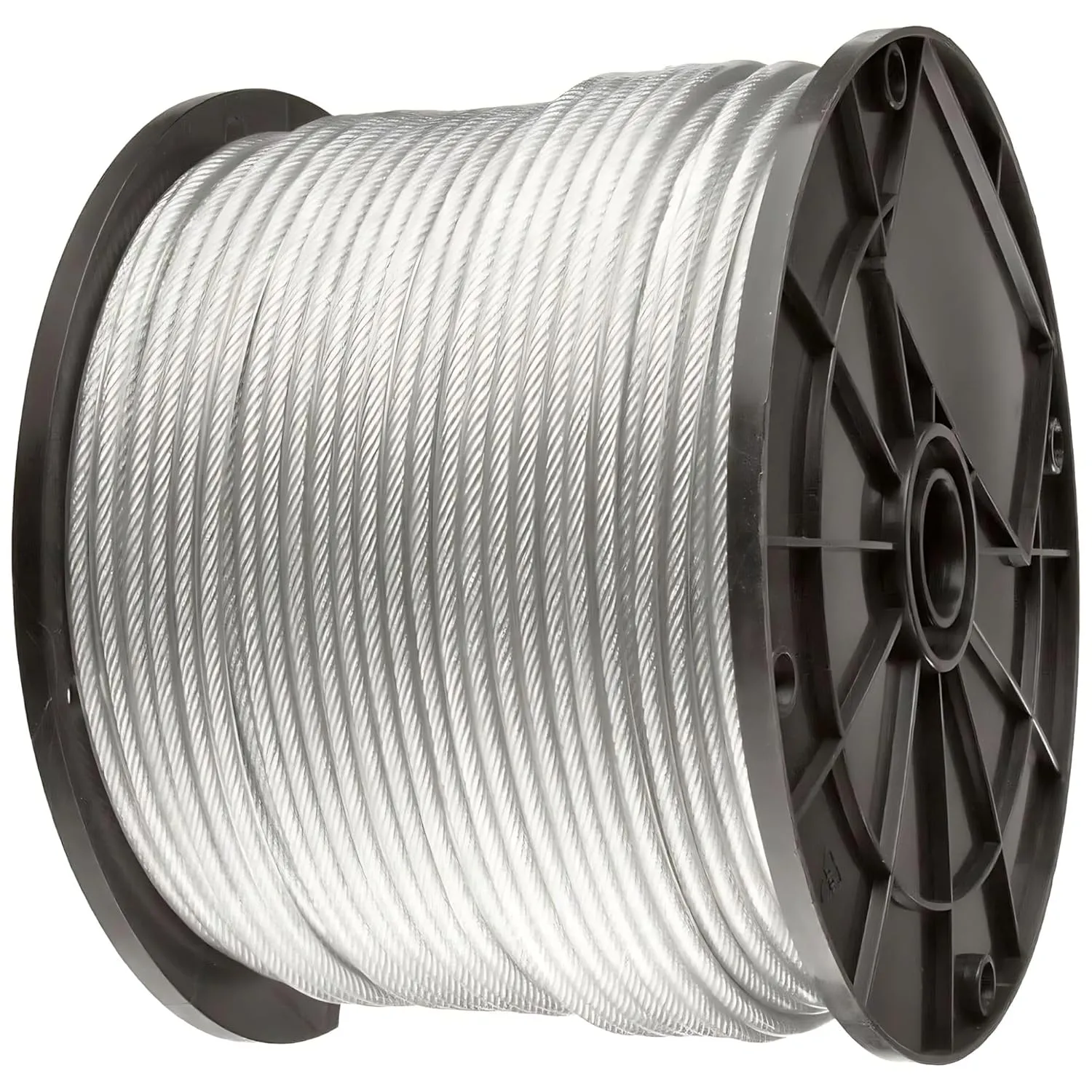 Clear Vinyl Coated Wire Rope 304 Stainless Steel Cable 3/16" Thru 1/4" 7x19-500 ft Reel for DIY Cable Decking Railing System, Marine Grade