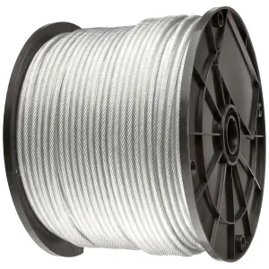 Clear Vinyl Coated Wire Rope 304 Stainless Steel Cable 3/16" Thru 1/4" 7x19-500 ft Reel for DIY Cable Decking Railing System, Marine Grade