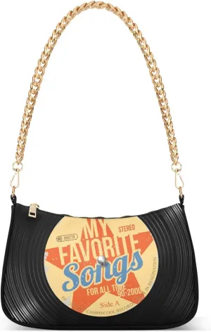 Clutch Shoulder Bags Tote Evening Purse Handbags for Women Hobo Bags Vintage Retro Music Vinyl Record with Zipper Closure