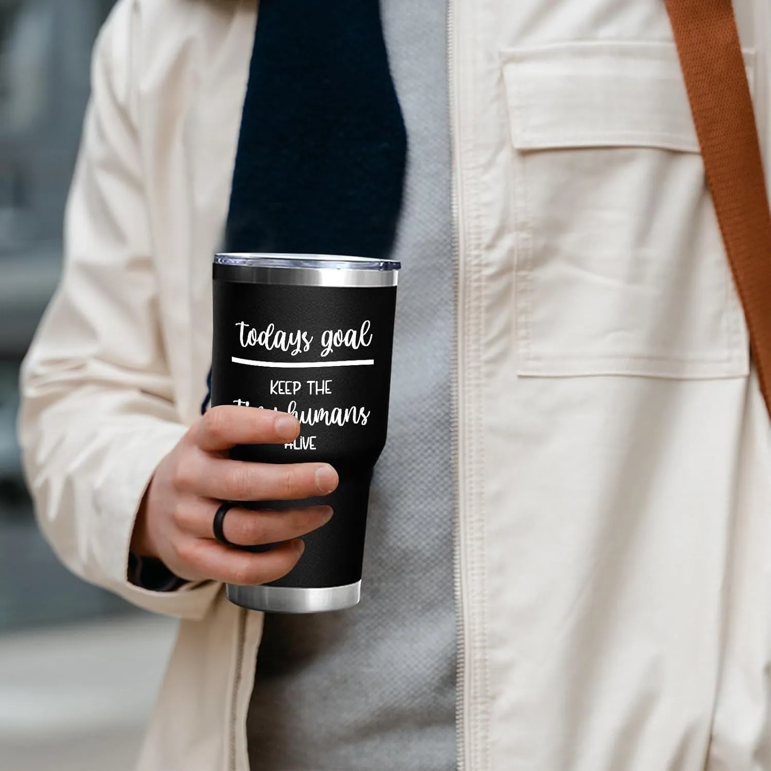 Coffee Tumbler Keep The Tiny Humans Alive Tumbler Insulated for Hot and Cold Tumbler with Lids and Straws Christmas Gift for Daughter for Outdoor