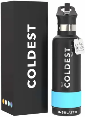 Coldest Insulated Water Bottle with Straw Lid - Stainless Steel Metal Thermos for Men & Women (Matte Black, 21 oz)