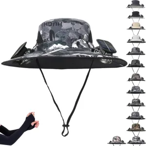 Colitt Fishing Hat, 2025 New Ultralight Solar Fan Sun Hat Powered, Bucket Wide Panel Brim Sombrero Hats Men in Outdoor
