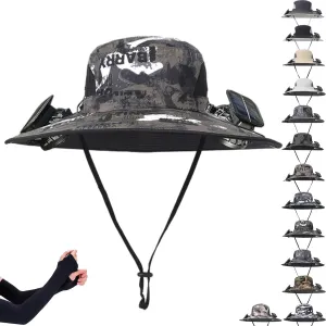 Colitt Fishing Hat, 2025 New Ultralight Solar Fan Sun Hat Powered, Bucket Wide Panel Brim Sombrero Hats Men in Outdoor
