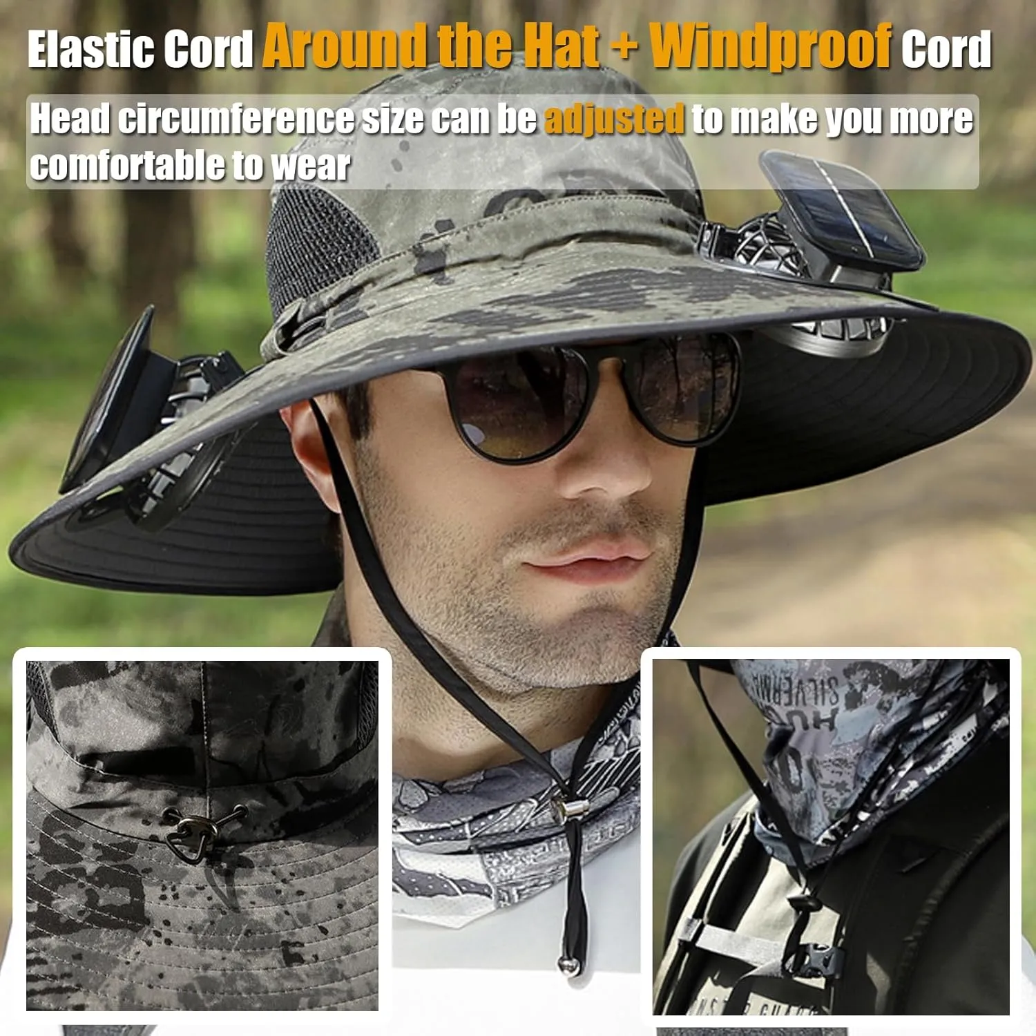 Colitt - Fishing Hat with Built in Fan, 2025 Rechargeable Solar Panel Powered Ultralight Wide Brim Sunhat with Cooling Kit