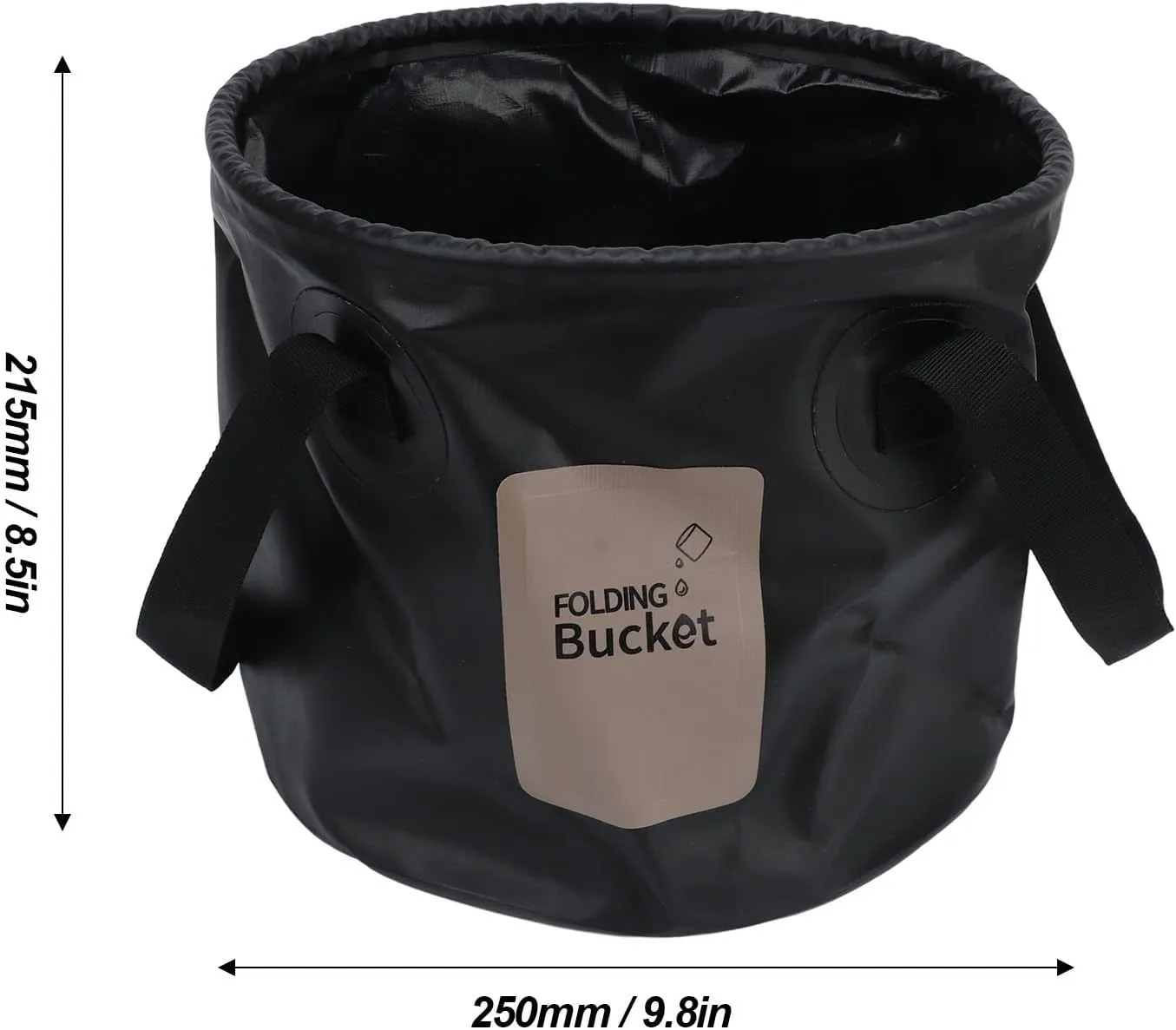 Collapsible Bucket, 2.5 Gallon (10L) Folding Water Container Portable Lightweight Collapsible Wash Basin Bucket for Fishing, Camping, Hiking(Black)