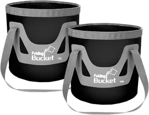 Collapsible Bucket with Handle 3 Gallon 5 Gallon, Portable Fishing Water Pail, Portable Folding Bucket, Ultra Lightweight Outdoor Basin Pail for Hiking, Car Washing (Color : /Black)
