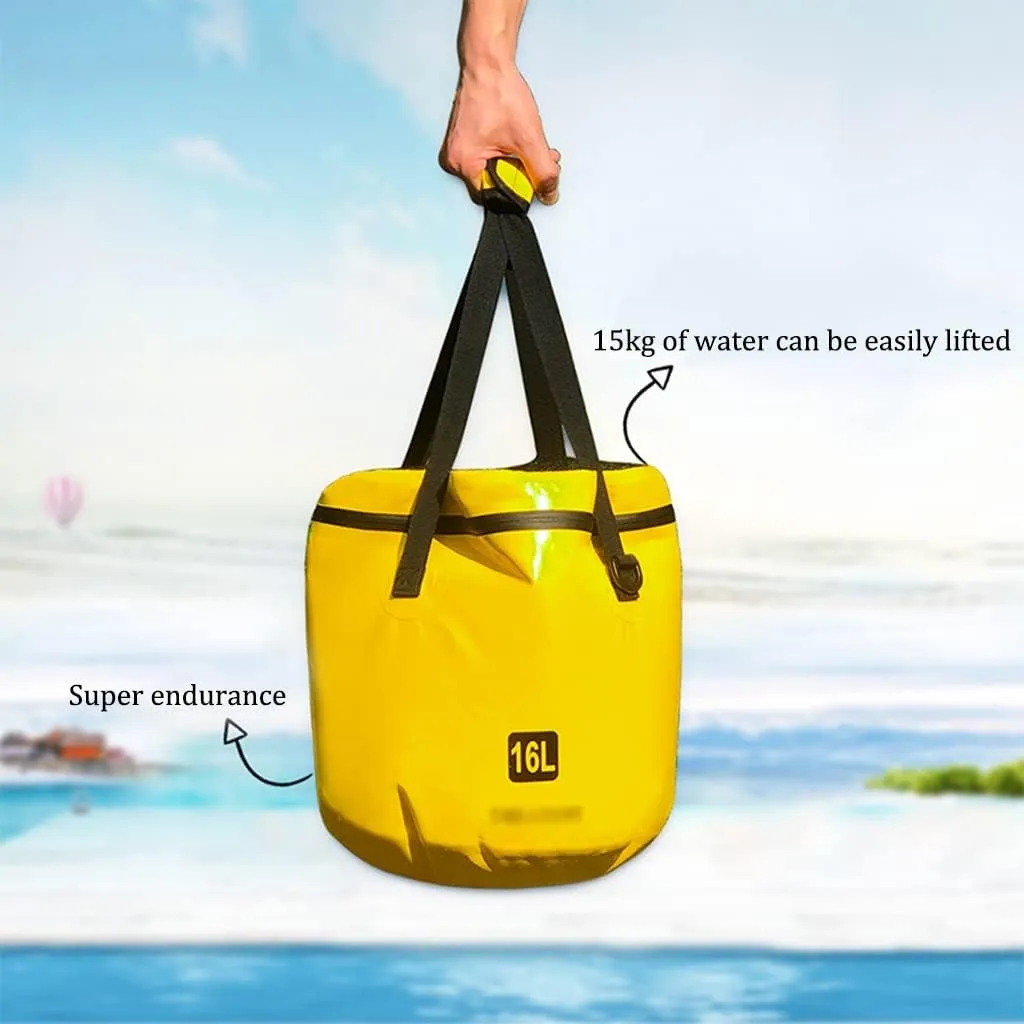 Collapsible Bucket with Lid,16L Collapsible Bucket Bag with Handle, Folding Water Bucket, Portable Water Container Pail for Camping, Fishing, Gardening, Outdoor (Color : Green A)