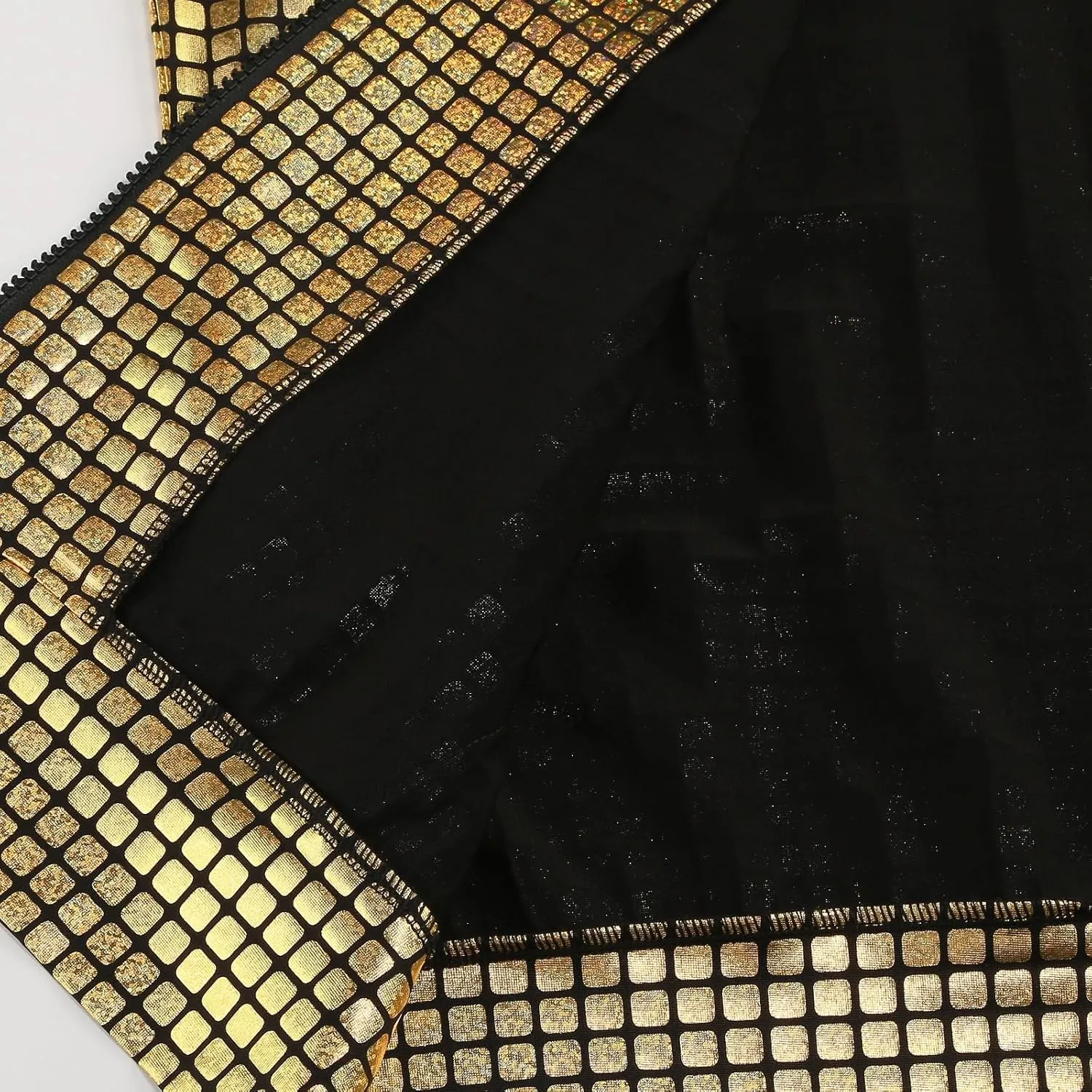 Colorful House Mens Hipster Metallic Zip Up Sleeveless Sequin Hooded Vest Men's 70s Costume T Shirt with Pocket
