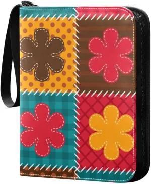 Colorful-patchwork-pattern 400 Pocket Card Collection Binder, PU Waterproof Wear-resistant Trading Card Binder with Zip for Collectible Boys Girls Game Sports Cards MTG TCG