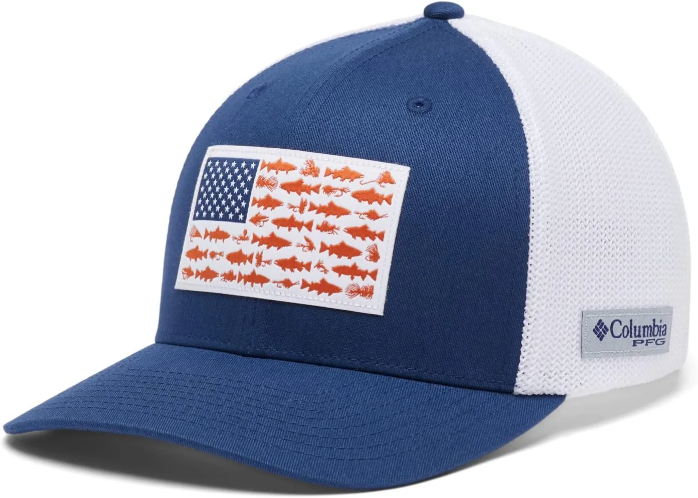 Columbia Unisex Adult PFG Fish Flag Mesh Ball Cap High Crown