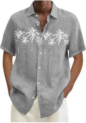 Comfortable T-Shirt Printing Buckle Lapel Short Sleeve Shirt Top Soft and Comfortable T-Shirts for Men Men's