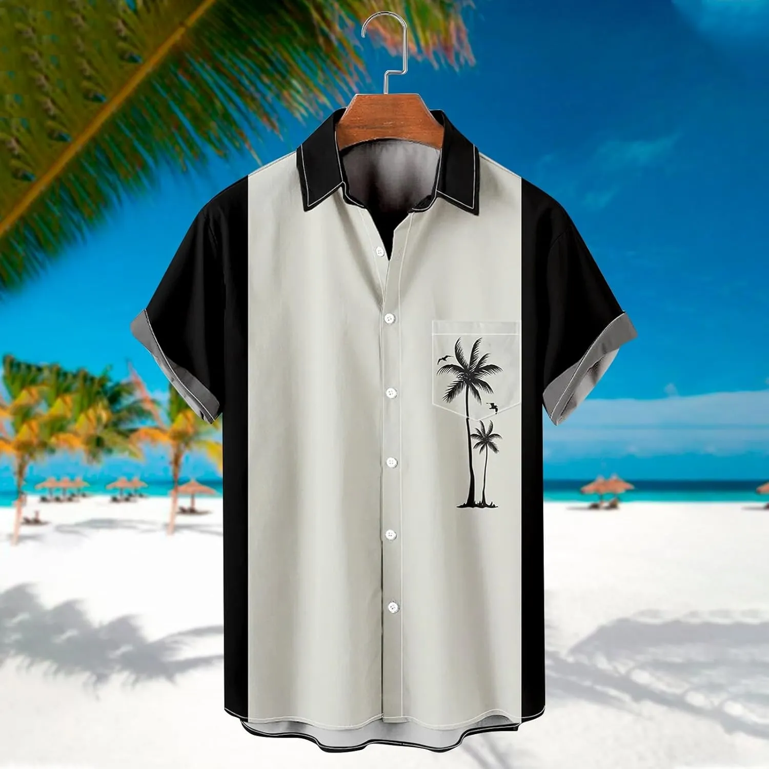 Comfortable T-Shirt Printing Buckle Lapel Short Sleeve Shirt Top Soft and Comfortable T-Shirts for Men Men's
