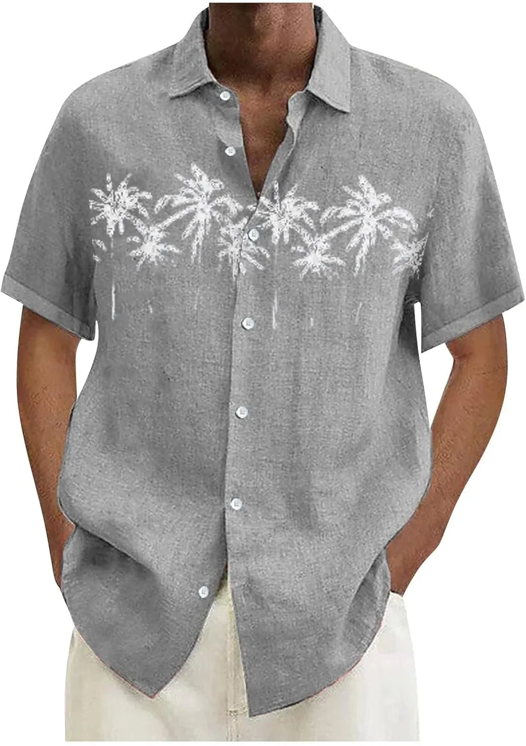 Comfortable T-Shirt Printing Buckle Lapel Short Sleeve Shirt Top Soft and Comfortable T-Shirts for Men Men's
