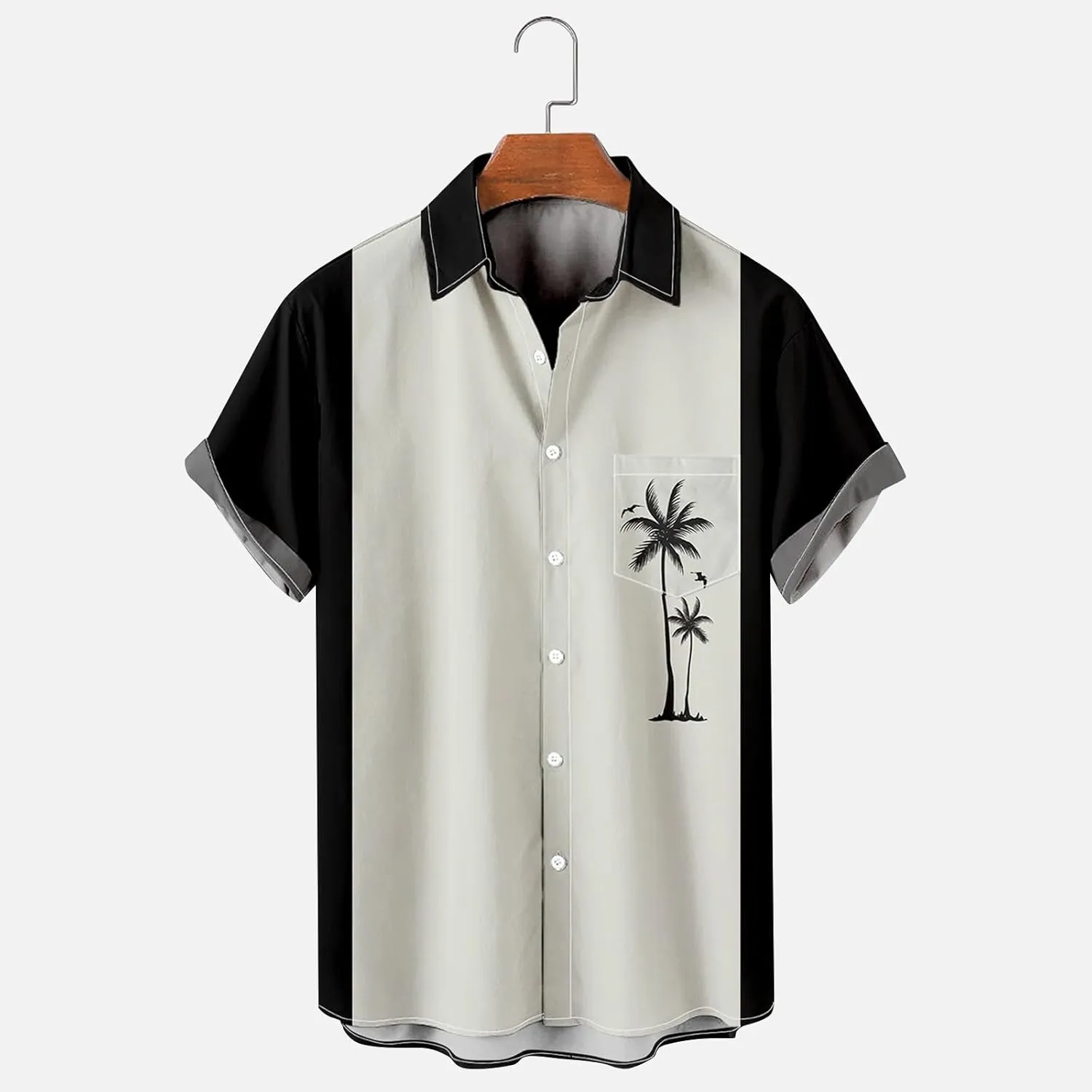 Comfortable T-Shirt Printing Buckle Lapel Short Sleeve Shirt Top Soft and Comfortable T-Shirts for Men Men's