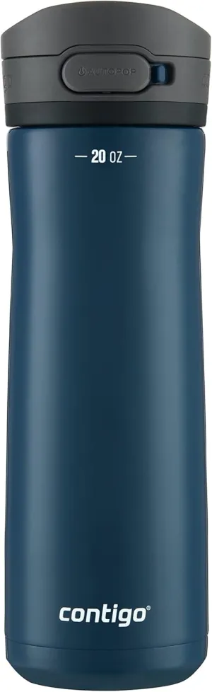Contigo Jackson Chill 2.0, Vacuum-Insulated Stainless Steel Water Bottle with Secure Lid, Leak-Proof Travel Friendly, 20oz Capacity, Blueberry Color, Keeps Drinks Cold for 12 Hours