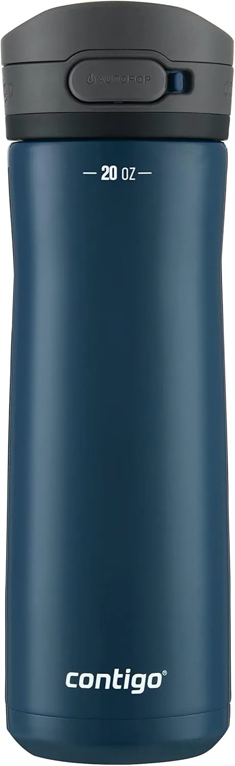 Contigo Jackson Chill 2.0, Vacuum-Insulated Stainless Steel Water Bottle with Secure Lid, Leak-Proof Travel Friendly, 20oz Capacity, Blueberry Color, Keeps Drinks Cold for 12 Hours
