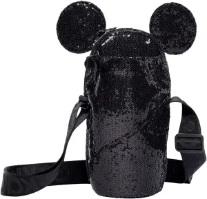 Corkcicle x Disney Minnie Mickey Mouse Ears Crossbody Water Bottle Sling Bag, Black Sequin, Fits 16-40 oz Tumbler – Secure Items in Water Bottle Holder with Strap