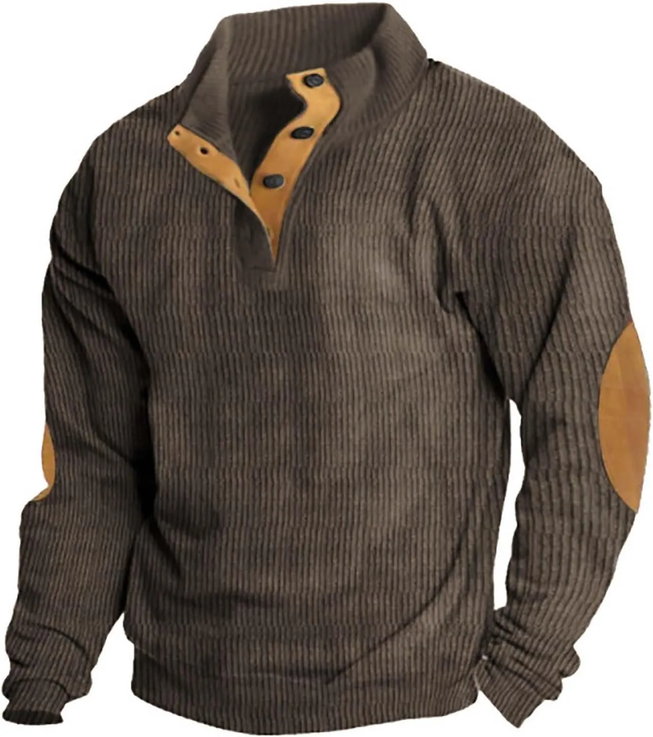 Cowboy Sweatshirts for Mens Button Sweatshirt 1/4 Top Button Long Sleeve Jacket Outdoor Fashion Sweater Tribal