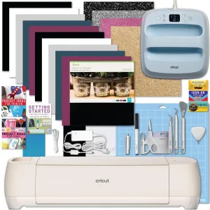 Cricut Explore 4 with Easy Press 3 Machine and Iron-On Combo Bundle - Craft Cutting Machine and Heat Press Combo, Cricut Machine Kit for Beginners and Gifts, DIY Apparel and Tote Bags, HTV Materials