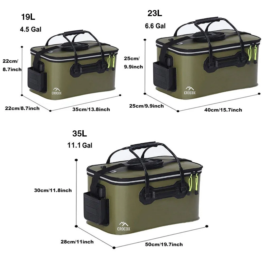 Crocox Fishing Boxes Bucket Tackle Storage Plastic Live Bait Folding Small Large