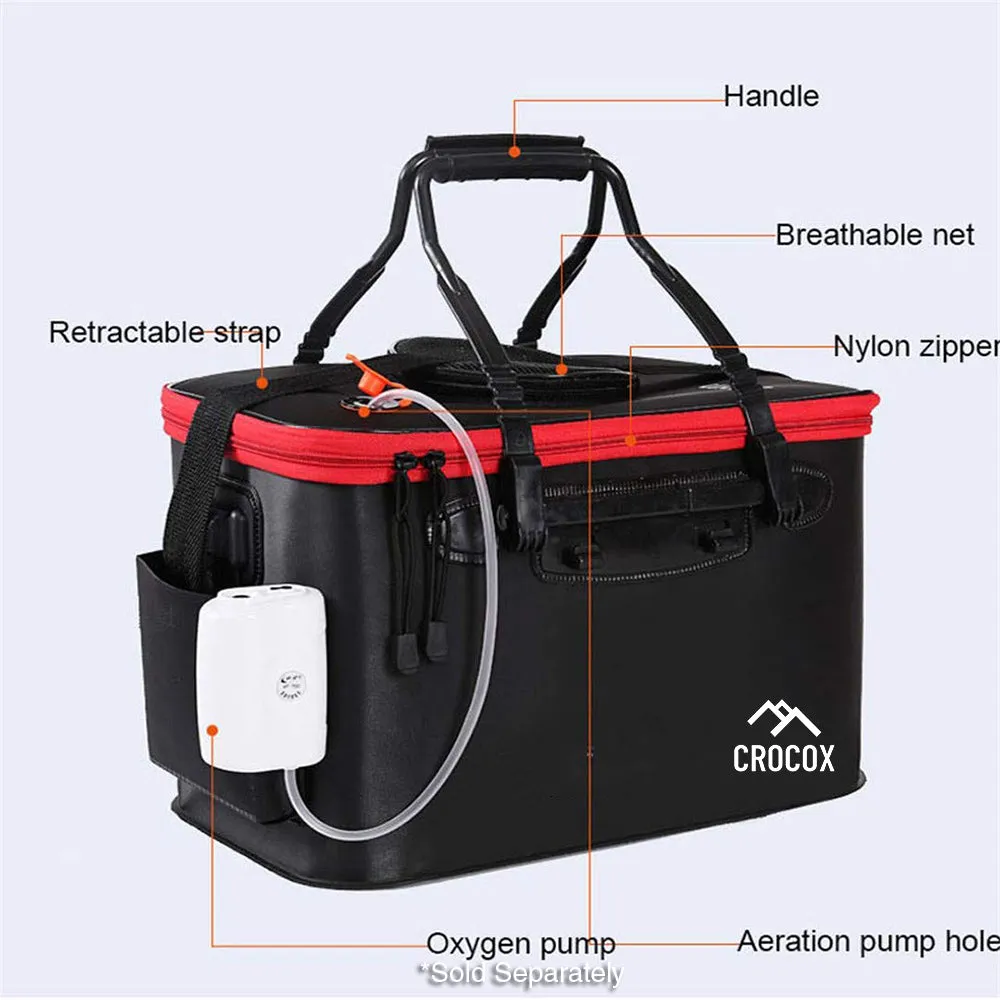 Crocox Fishing Boxes Bucket Tackle Storage Plastic Live Bait Folding Small Large