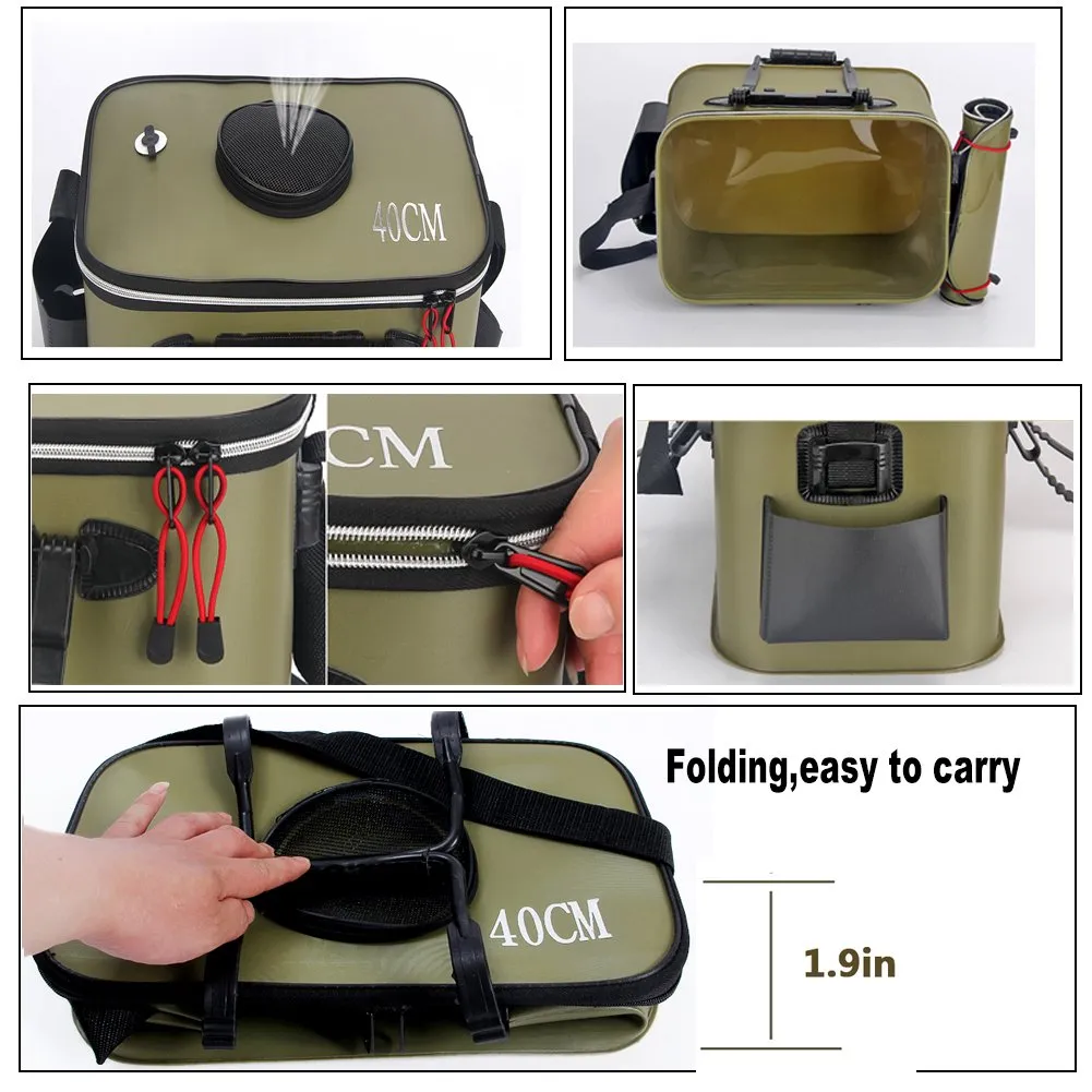 Crocox Fishing Boxes Bucket Tackle Storage Plastic Live Bait Folding Small Large