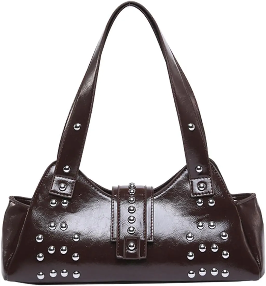 cross-body bag Personalized Oil Waxed Leather Spice Style Studded Shoulder Bag