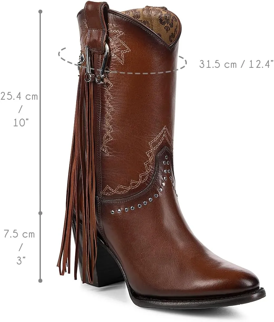 Cuadra Handmade Honey leather Western Style Boots With Studded Details Brown 4V11RS
