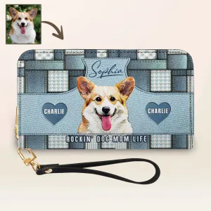 Custom Dog Portrait Denim Patchwork Leather Purse