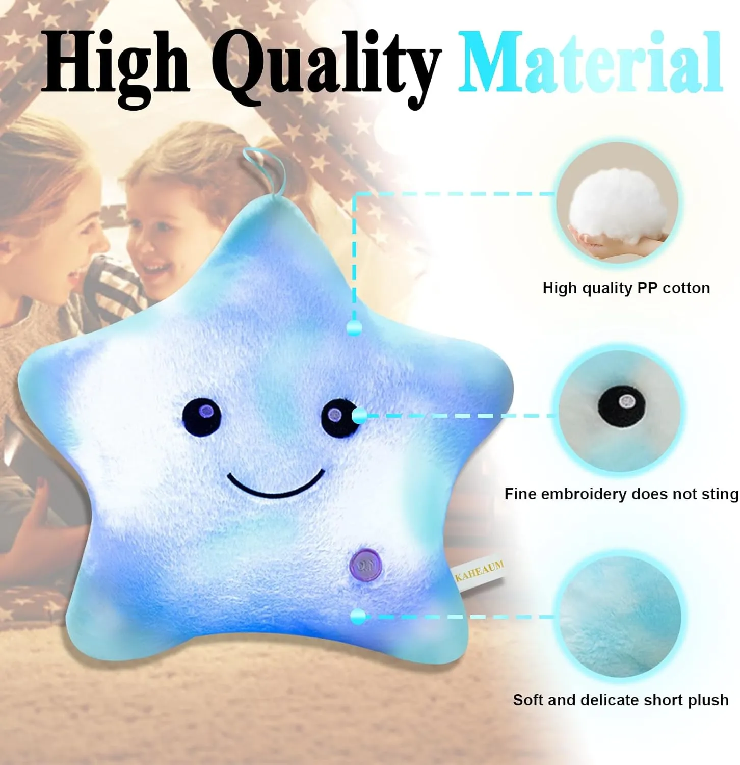 Cute Stuffed Animals Glow Pillow,LED Night Light Up Star Pillows for Kids Pillows Decorative Pillow Girls Boys Teens Adults Birthday Christmas Valentines Gift,Kids' Plush Toy Pillows Plushies