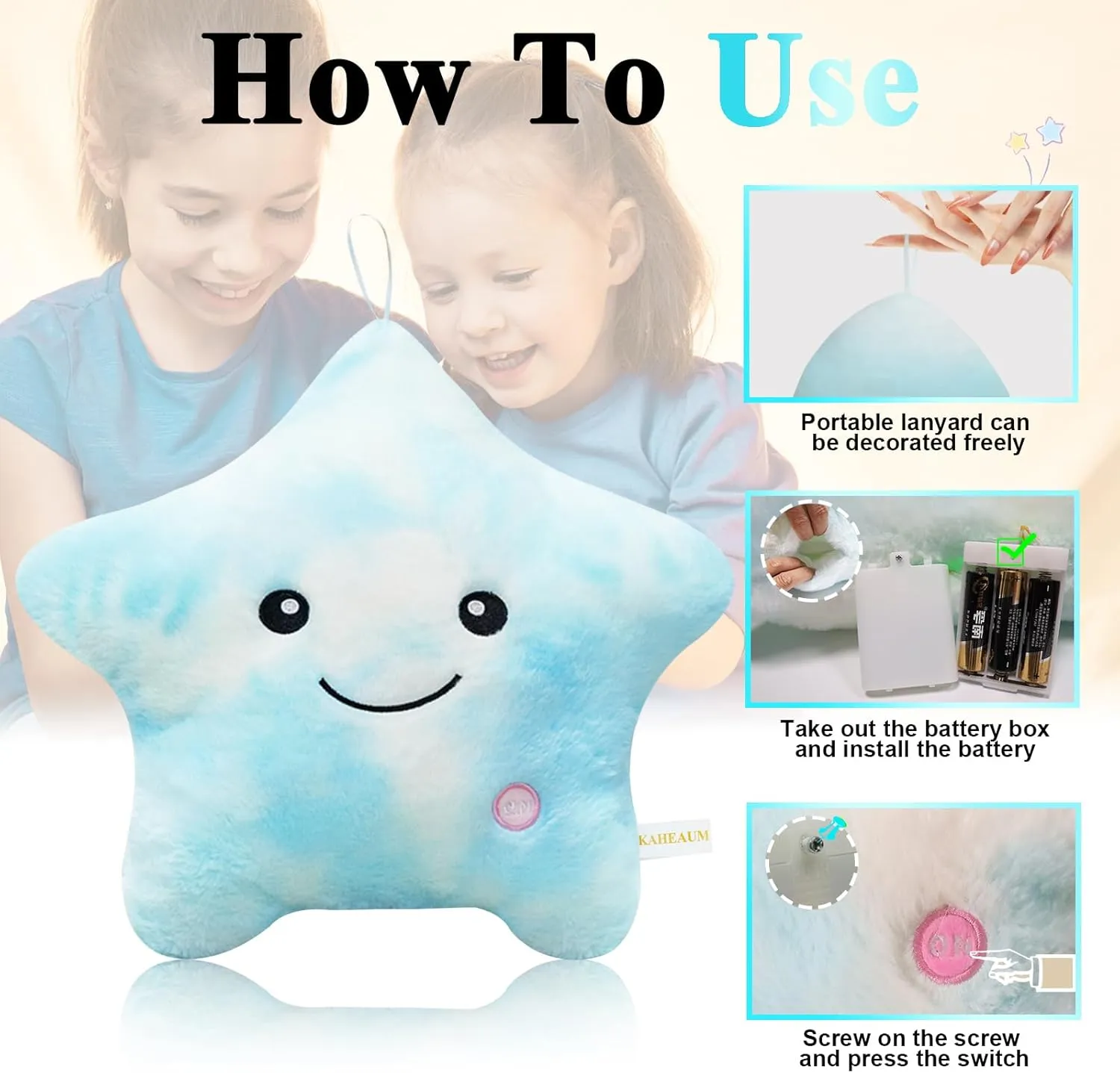 Cute Stuffed Animals Glow Pillow,LED Night Light Up Star Pillows for Kids Pillows Decorative Pillow Girls Boys Teens Adults Birthday Christmas Valentines Gift,Kids' Plush Toy Pillows Plushies